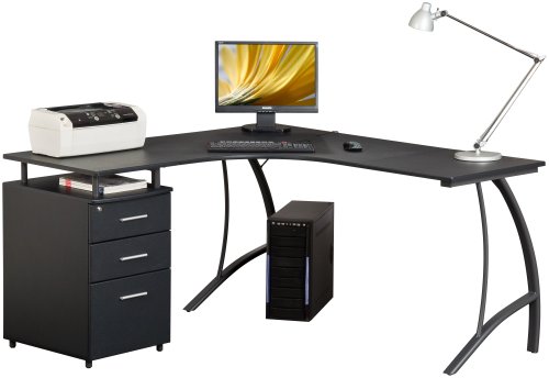 Piranha PC28g Large CORNER COMPUTER DESK with A4 Suspension File Drawer