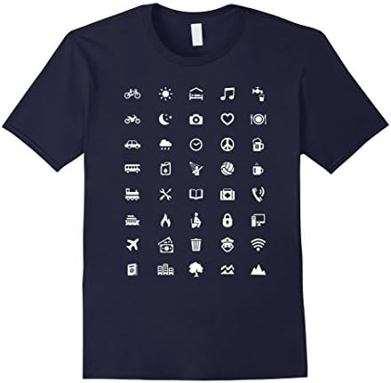Men's Traveller T-shirt with 40 Icons Large Navy