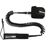 'STORM' SUP Leash 10' COILED by Bullet Proof Surf - Double Stainless Steel Swivels and Triple Rail Saver