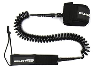 'STORM' SUP Leash 10' COILED by Bullet Proof Surf - Double Stainless Steel Swivels and Triple Rail Saver