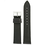 Genuine Leather Watch Band Semi Gloss Finish Black 20mm