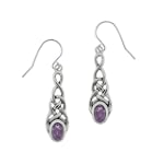 SAVE $12.01 - Sterling Silver Celtic Knot Amethyst Linear Drop Earrings $14.99