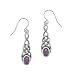 Sterling Silver Celtic Knot Amethyst Linear Drop Earrings