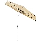 Yescom 9 Ft Beige Outdoor Patio Half Umbrella Wall Balcony Door Aluminum Sun Shade Opt