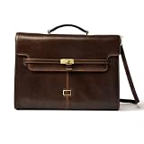 Italico The Roman Modern Double Gusset Flap Briefcase Color: Brown