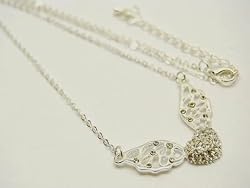 Angel Wings with Crystal Studded Heart Necklace