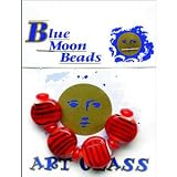 Art Glass Round 14mm Stripe Red 9pc