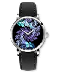 SPRAWL Aanalog Fashion Series Silver Ladies Watches of Genuine Black Leather Strap,Unique Wrist Watch for Women Girls Designed with Spiral Flower
