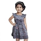 Pixi Girls Ash Grey With Doll Print Pinafore Dress