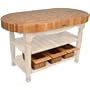 John Boos Harvest Table, 3 Wicker Baskets, Oval Top, Alabaster