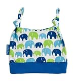 Toby Tiger Blue/Green Elephants Organic Baby Hat (0-6 months)