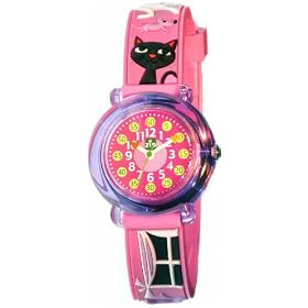 Baby Watch - Zip Les Chats - Montre Fille - Quartz Analogique - Bracelet en PVC 3D Rose