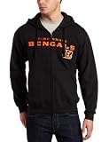 NFL Men's Cincinnati Bengals Clssc Hw Fz Flc II Adult Long Sleeve Fullzip Fleece with Hood (Black, Small)