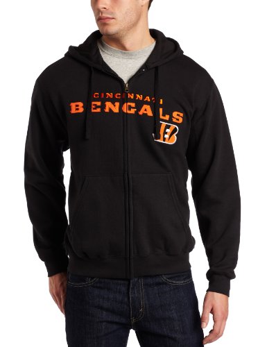 NFL Men's Cincinnati Bengals Clssc Hw Fz Flc II Adult Long Sleeve Fullzip Fleece with Hood (Black, Small)