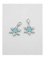 Snow flakes Colored Enamel Charm In 92.5 Sterling Silver