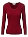 Doubjlu Womens Long Sleeve Deep V-Neck & Round Neck Ribbed Knit Sweater