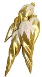 Set of 4 Gold Bronze Glittery Icicle Glass Christmas Ornaments 4.5