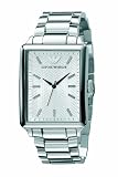 Emporio Armani Gents Rectangular Case Silver Dial Stainless Steel Bracelet Watch
