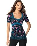 DKNY Jeans Printed Scoop-Neck Babydoll Top