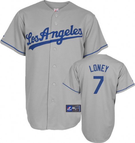 MLB Men's Los Angeles Dodgers James Loney Road Gray Short Sleeve 6 Button Synthetic Replica Baseball Jersey Spring 2012  (Road Gray, X-Large)