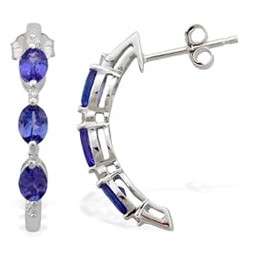 14k White Gold 0.90cts Tanzanite and 0.12cts Diamond Earrings by 3