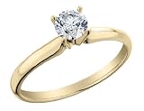 Diamond Solitaire Engagement Ring 1/5 Carat (ctw) in 10K Yellow Gold