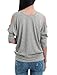 Allegra K Women Batwing Sleeve Cut Out Shoulder Loose Tops Casual T Shirts