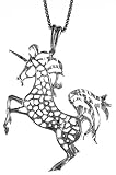 Sterling Silver 1 1/2 in. (38mm) Tall Unicorn Pendant