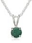 Sterling Silver 6mm Round Emerald Pendant with Light Rope Chain Necklace, 18"