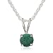 Sterling Silver 6mm Round Emerald Pendant with Light Rope Chain Necklace, 18"