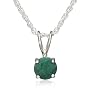 Sterling Silver 6mm Round Emerald Pendant w/ Light Rope Chain, 18"