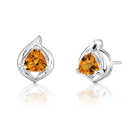 Buy 1.00 Carats Trillion Cut Citrine Earrings in Sterling Silver by Peora