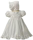 Satin & Pearl Christening Dress & Bonnet 6-12M Med (kid B581)