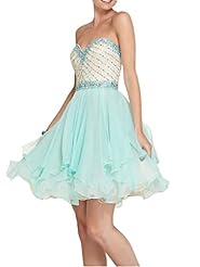 Empire   Waistline Sweetheart Beaded  Sequined Chiffon/Satin Cocktail Short Evening Dress/Homecoming Dress/Prom Dress/Wedding Party Dress  With Rhinestones