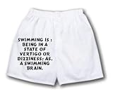 White Boxer Short with Swimming is : Being in a state of vertigo or dizziness; as, a swimming brain.