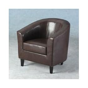 brown faux leather arm chair / tub chair seating