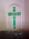 Stained Glass Cross with Filigree - Ruby Red