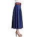 Mingxin Casual Full / Maxi / Long Women's A-line Flared Pleated Denim Skirt Blue