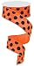 Polka Dot Wired Edge Ribbon - 10 Yards (Orange, Black, 1.5