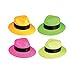 Novelty Place 24Pcs Neon Plastic Party Hats, Fedora with Gangster Mafia Style, UV Blacklight Glow Party Stars Rave Hats for Kids and Teens in Birthday, Concerts, Music Party