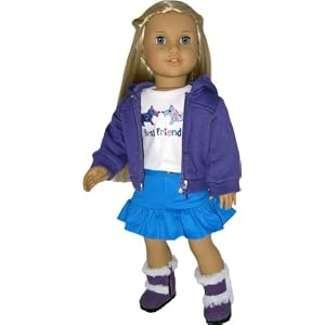 Best Friends Tee, Hoodie, and Skirt. Fits 18 Dolls Such as American Girl Doll by Silly Monkey