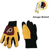 Washington Redskins Color Block Red Grip Work Glove w/ Yellow Fingers