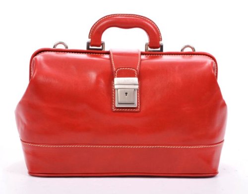 Leather Doctors Gladstone Bag in Red Handmade in Italy by Chiarugi