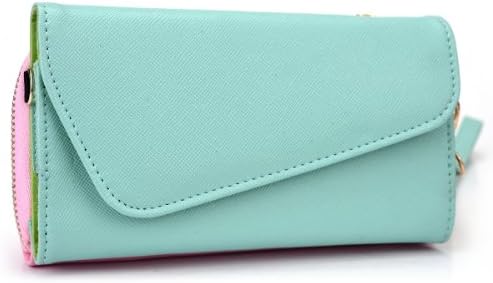 NuVur ™ All in One Universal Wallet Clutch Smartphone Case Fits GiONEE Elife E7L TD-LTE, E7T TD, Fenghua 3 TD-LTE, P5L, P6|Mint/Pink