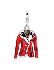 Sterling Silver 3 D Enameled Red Jacket with Lobster Clasp Charm
