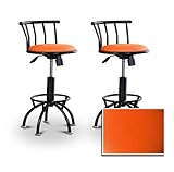 2 24"-29" Orange Vinyl Seat Black Adjustable Specialty / Custom Barstools S ....