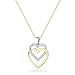 10k Yellow Gold Diamond Double Hearts Pendant (0.10 cttw, I-J Color, I2-I3 Clarity), 18\