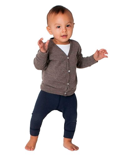 American Apparel Infant Tri-Blend Rib Cardigan -Tri-Coffee