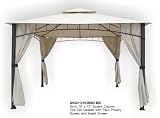 DC America SHGO12105MBR-BB Soho 10-Foot x 12-Foot Square Column, Two Tier Gazebo with Faux Privacy Screen, Bronze