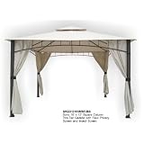 DC America SHGO12105MBR-BB Soho 10-Foot x 12-Foot Square Column, Two Tier Gazebo with Faux Privacy Screen, Bronze